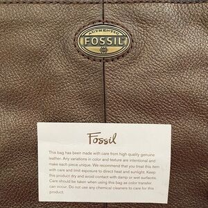 Fossil Metallic Bronze Fold-Over Shoulder Bag – Multi-Compartment Design, Gold H